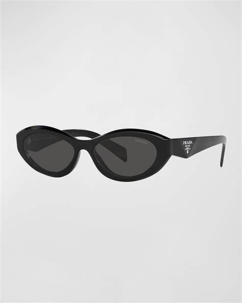 Prada PR 26ZS Beveled Acetate & Plastic Oval Sunglasses